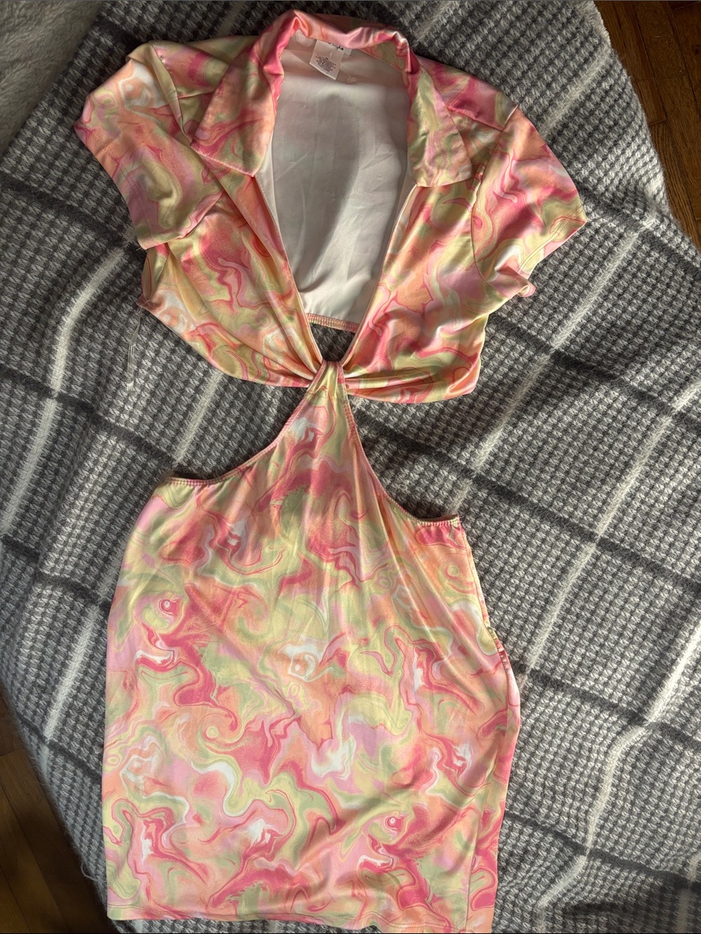 Rue21 Pink Multi Swirl Cutout Mini Dress